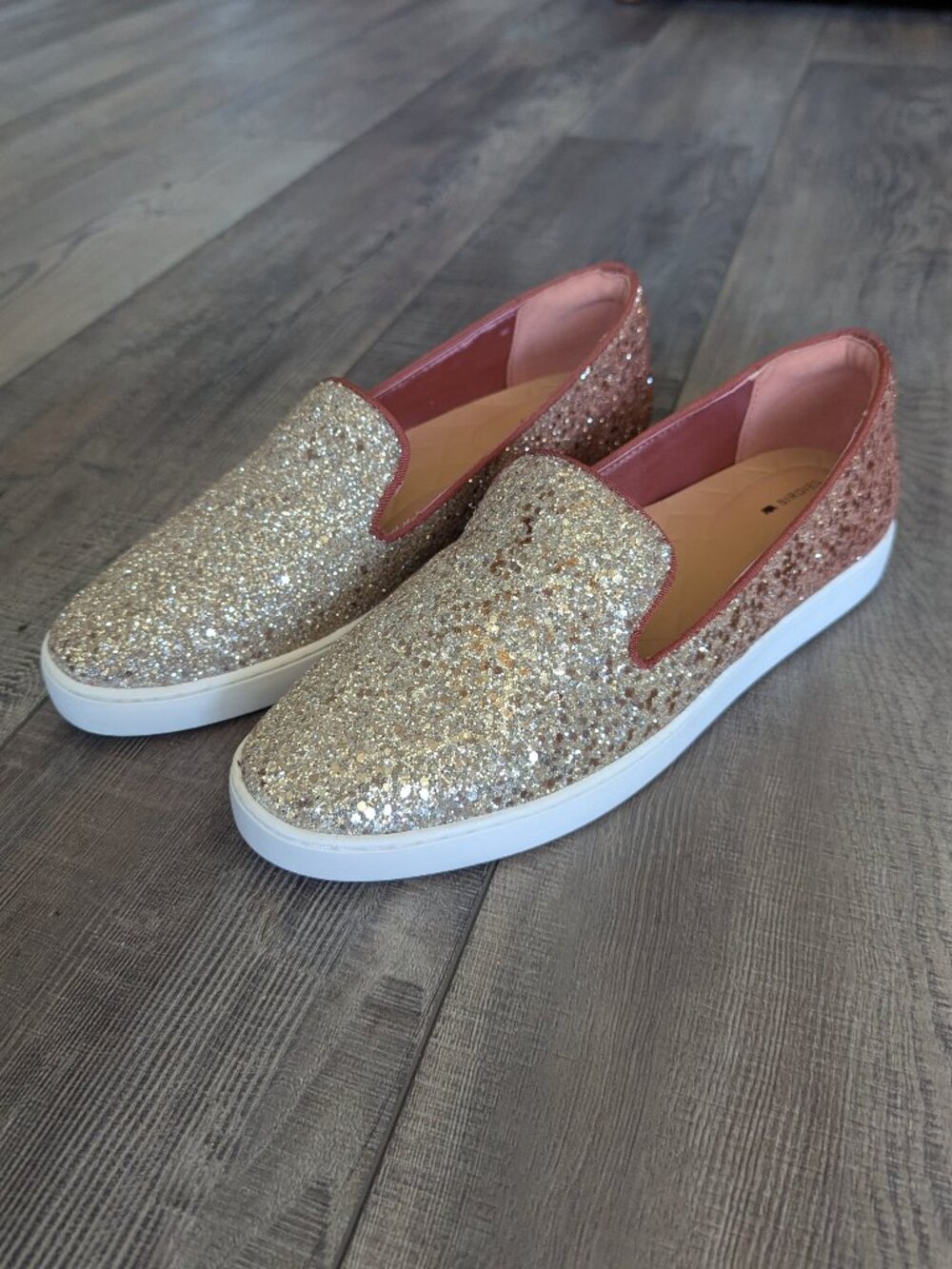 Birdies Women The Swift Slip On Sneaker Pixie Dust Ombre Glitter Cream Pink 10.5 - Picture 2 of 9